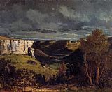 Gustave Courbet Canvas Paintings - The Valley of the Loue in Stormy Weather